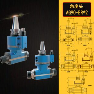 90度CNC角度头横铣头直角铣头角度铣头侧铣头BT30BT40BT50-双头ER