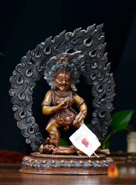 尼泊尔7寸手工青铜《黑财神》铜像现代家居藏巴拉财神铜像摆件
