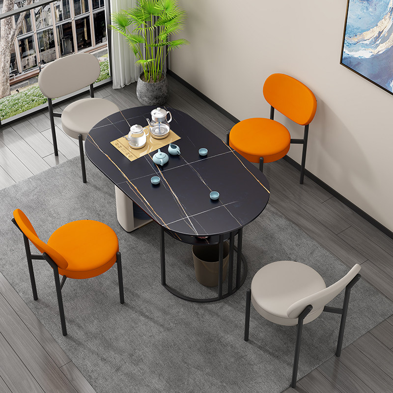 会客茶桌组合岩板铁艺泡茶台洽谈接待阳台休闲一桌四椅黑金色凳子,商业/办公家具,休闲椅系列,淘宝优惠券,粉丝福利购,淘宝优惠卷