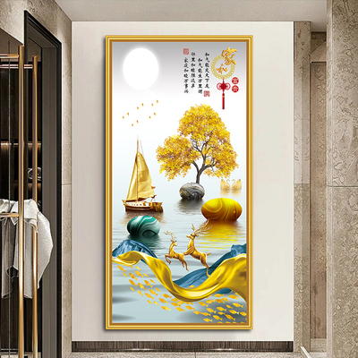 入户轻奢玄关墙贴画自粘壁画客厅贴画入户正对门壁画墙面装饰画