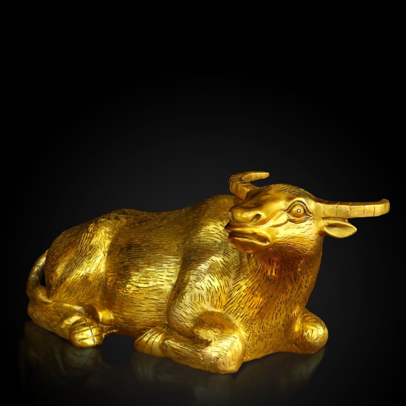 纯铜卧牛招财生肖牛铜牛摆件室内客厅办公室桌面聚财装饰摆放用品