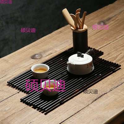 竹排茶杯架茶盘托盘紫竹收纳架茶壶垫干泡台日式禅意茶道零配摆件