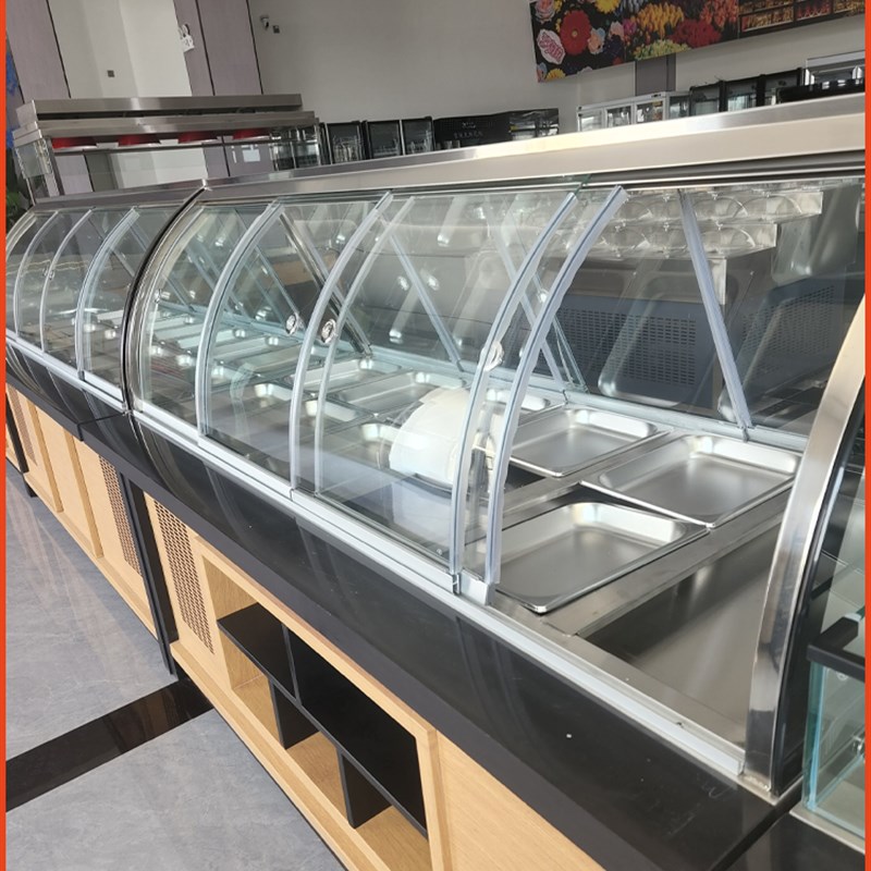 热卤蒸汽加热台熟食卤味双冷藏冰箱超市面点风热吧台展示柜商用