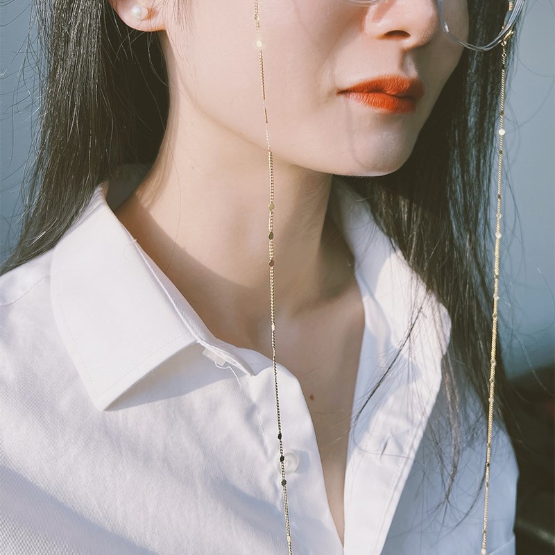 金色波光粼粼小闪片眼镜链女简约轻奢超闪精致防丢防滑墨镜配件
