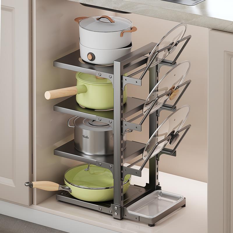 厨房置物架家用多功能橱柜下水槽锅具分层放锅架多层锅盖收纳架子