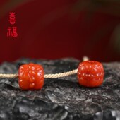 川料南红玛瑙雕刻珠六字散珠精致莲花桶珠DIY星月核桃珠文玩配饰