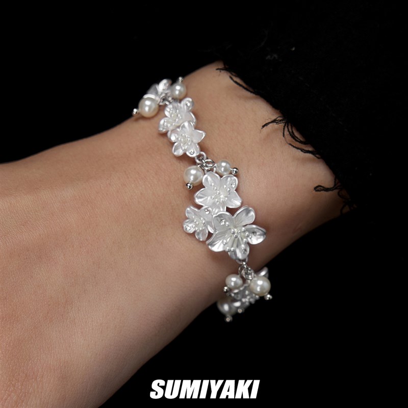 SUMIYAKI 夜樱系列樱花手链可调节简约轻奢新中式清冷感手环女