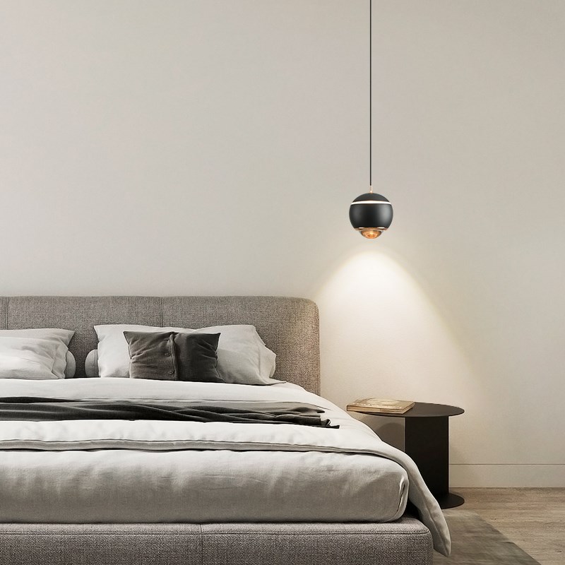 LED卧室床头灯现代极简创意小吊灯北欧简约阳台可升降轻奢吊线灯