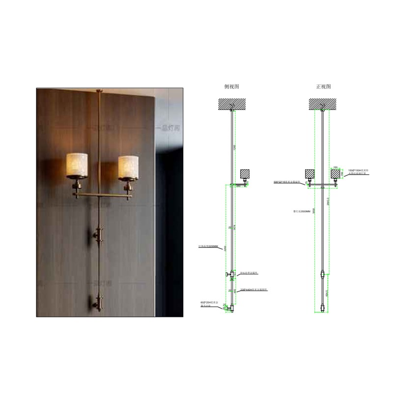 新中式顶天立地壁灯酒店大堂走廊过道床头水波纹百叶门玻璃壁灯