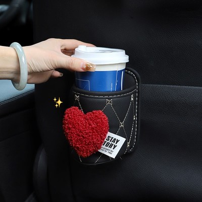 车载水杯架汽车侧门收纳置物袋座椅后背多功能储物盒饮料桶垃圾桶