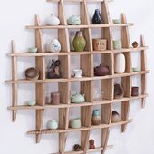 博古架实木壁挂式 茶杯架茶具展示架紫砂茶壶架墙上摆架 多宝阁中式