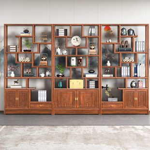 博古架实木中式摆件多宝阁茶架榆木货架简约家具小型茶壶仿古家具