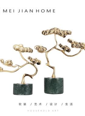 现代新中式松树博古架酒柜摆件酒店展厅茶室样板间时尚轻奢装饰品