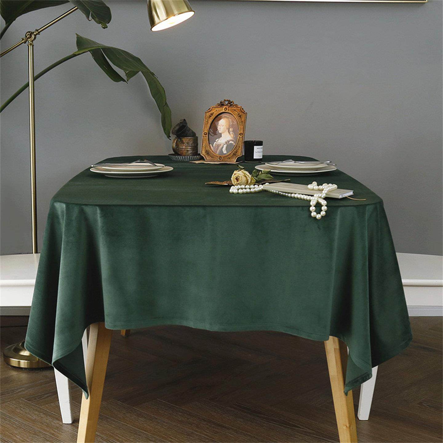 深绿色高档金丝绒桌布可访问豪华高端斯堪的纳维亚美国覆古餐桌布