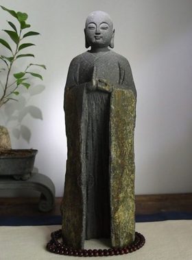 善养石玄关石头人物禅意摆件小和尚客厅家居摆设橱窗工艺品雕刻