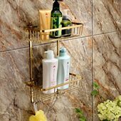 全铜玫瑰金浴室角篮金色浴室网篮置物架玫瑰金三角篮置物篮全铜篮