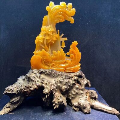 北部田黄石满载而归摆件俏色巧雕家居客厅装饰摆设原石工艺品送礼