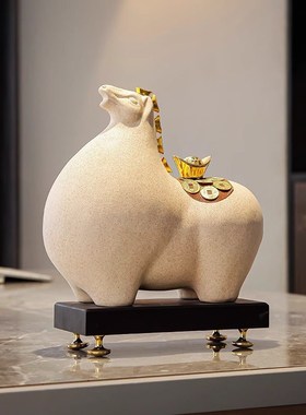 马上有钱摆件陶瓷招财老板办公室客厅桌面高档家居装Y饰品开业礼
