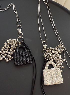 韩国博主同款水瓶吊坠项链斜挎包包挂件女配饰小众设计感毛衣链女