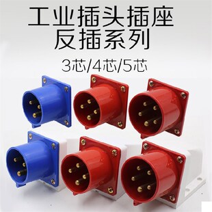 615 16A 625 插座3芯4芯5芯 32A 公头器具直式 防水工业插头613