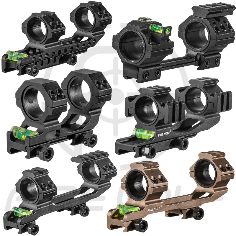 高品质连体后延水平仪瞄夹25.4/30mm转换望远镜支架手电导轨燕尾