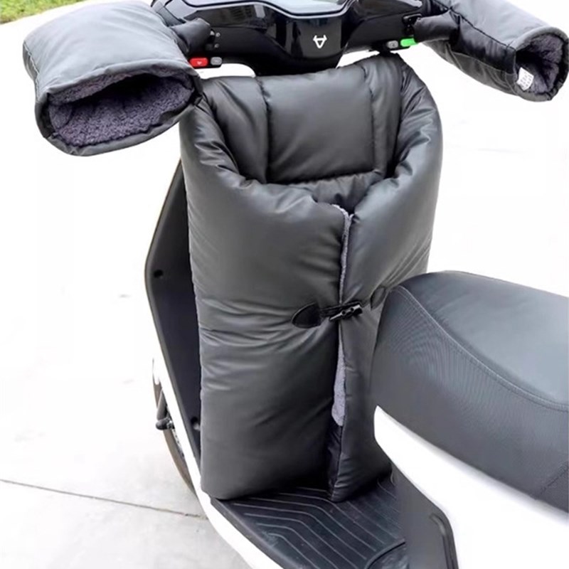 电动车挡风被冬季加绒加厚电瓶摩托防水保暖罩分体PU皮革护腿防风