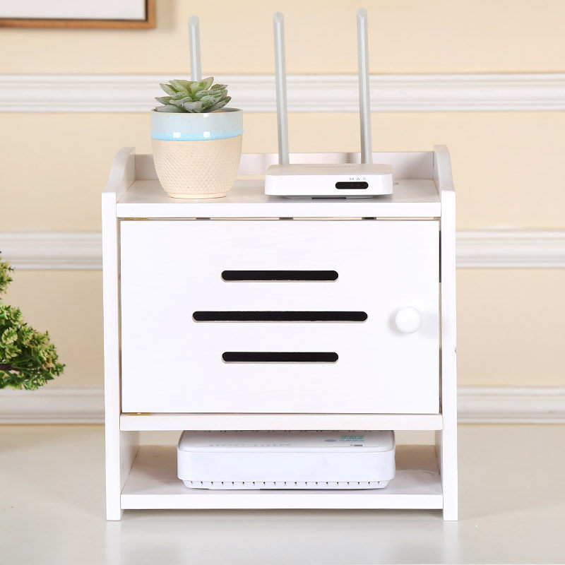 实木路由器收纳盒无线wifi收纳架子机顶盒插线板电线整理盒置物架