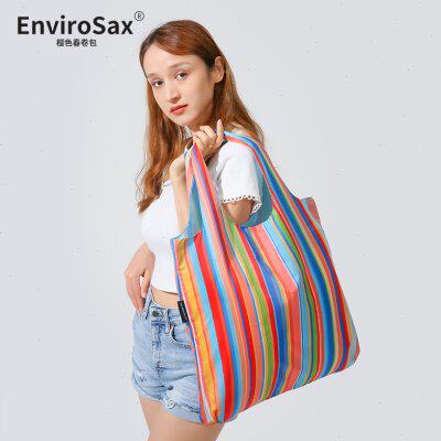 EnviroSax经典款条纹春卷包大号超市购物包折叠环保袋手提购物袋