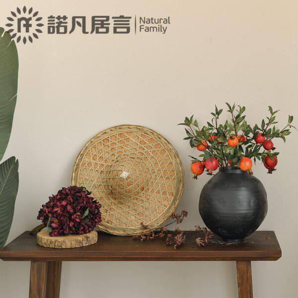 北欧粗陶花器民宿陶瓷陶罐花瓶侘寂酒店茶楼装饰摆件插花黑色罐子
