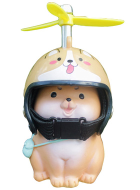 可爱小狗电动车装饰摆件卡通x动物平衡电瓶自行头盔送同学生日礼