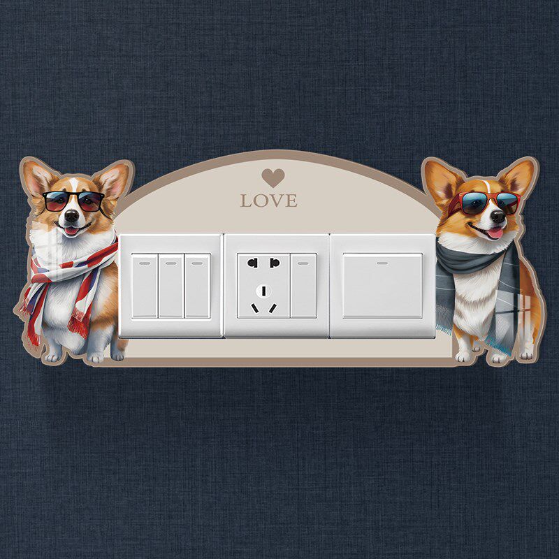 卡通开关墙贴家用个性防脏遮丑贴3d立体亚克力墙洞遮挡插座边框套