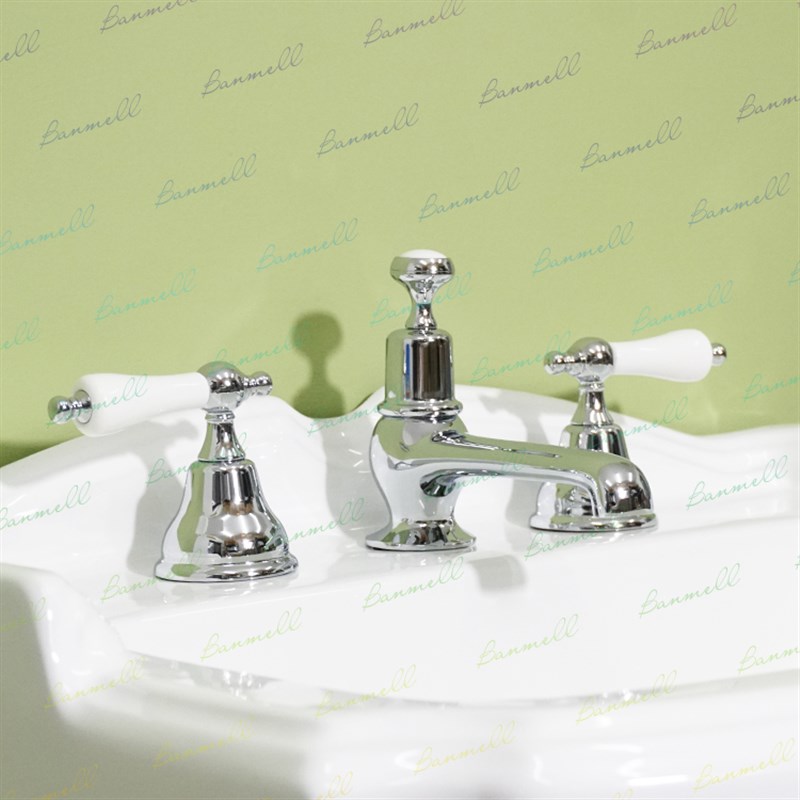 过WS 出口英国原单 NP嘴 陶瓷双开关把手 三孔英式复古面盆水龙头