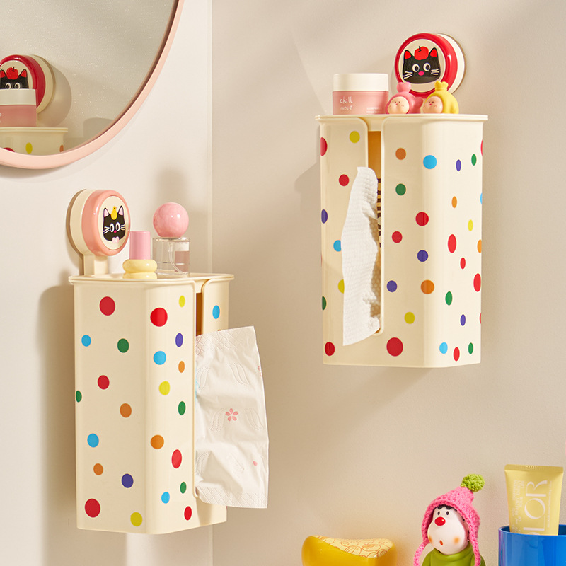 吸盘卫生间纸巾盒免打孔壁挂式收