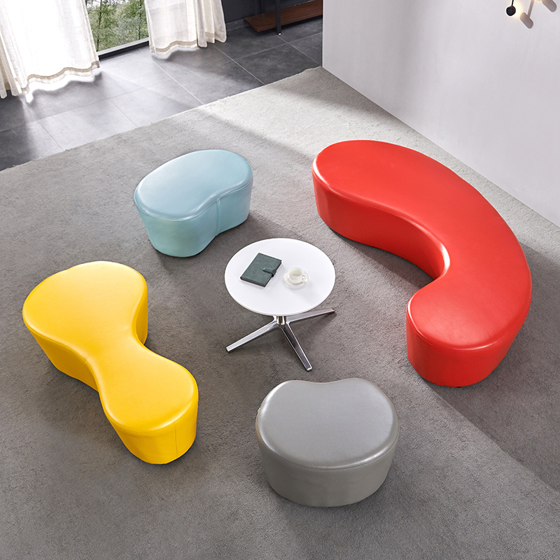 简约办公室异形皮艺沙发个性创意休息区会客茶几组合现代休闲套装