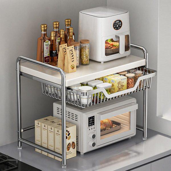 厨房微波炉置物架多功能台面双层抽拉式电饭煲架电器烤箱收纳架子,厨房/烹饪用具,微波炉置物架,淘宝优惠券,粉丝福利购,淘宝优惠卷
