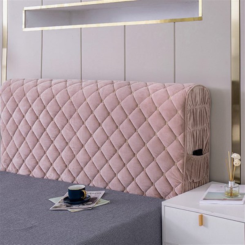 1F13简约加厚全包床r头罩欧式实木皮床布艺软包夹棉弹力防尘靠背