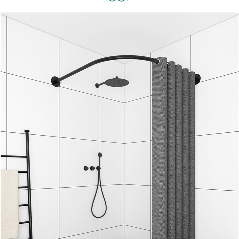 浴室免打孔磁吸浴帘干湿分离弧形帘防水隔断帘QL形高档淋浴帘防霉