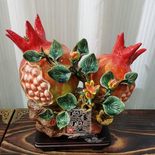 陶瓷工艺品 石湾公仔 石榴摆件 百子千孙