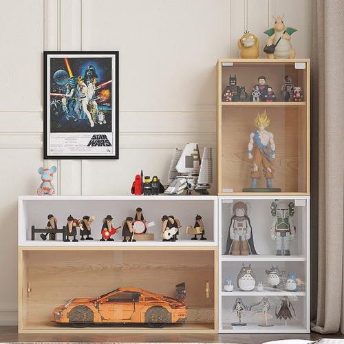 自由组合书架置物架带门矮柜玻璃门收纳柜杂物客厅小柜子书柜