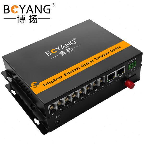 博扬电话光端机8路电话+2路百兆网络 8路对讲语音+2路物 BY-8P2EV
