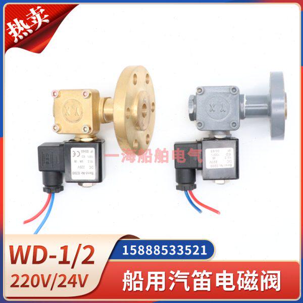 船用汽笛雾笛电磁阀WD-1/WD-2空气气笛带线圈1A2A防水220V24V110V