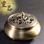 三足香炉纯铜家用室内茶室大号盘香檀香炉净化空气供奉熏香炉摆件