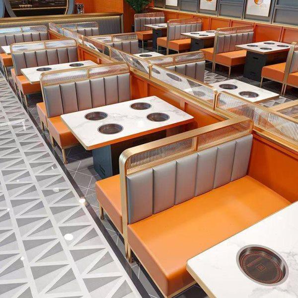 实木岩板大理石火锅桌商用电磁炉沙发一体桌椅火锅店烤肉卡座组合,商业/办公家具,火锅桌,淘宝优惠券,粉丝福利购,淘宝优惠卷