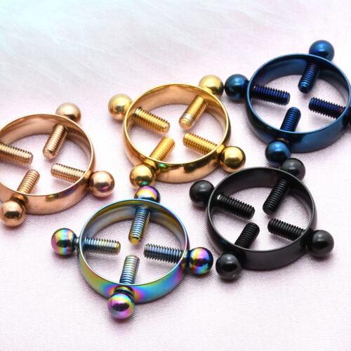 不锈钢圆型乳环人体穿刺饰品无穿孔乳环金属真空电镀