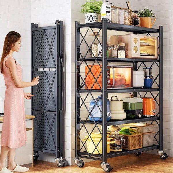 免安装折叠厨房置物架家用多层烤箱落地式微波炉储物架收纳架货架,厨房/烹饪用具,微波炉置物架,淘宝优惠券,粉丝福利购,淘宝优惠卷