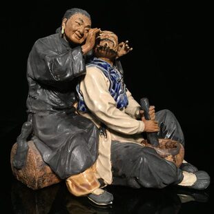 石湾公仔陶瓷摆件创意工艺精品餐厅复古摆设人物送老人家礼品公婆