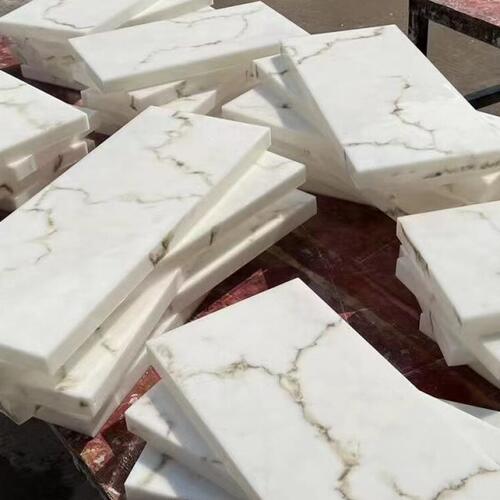 人造透光云石白底黑纹灯饰灯具壁灯材料天花吊顶方柱异形厂家定制