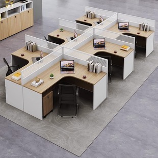 屏风职员办公桌简约现代4/6双人员工位桌椅组合财务室家具工作位