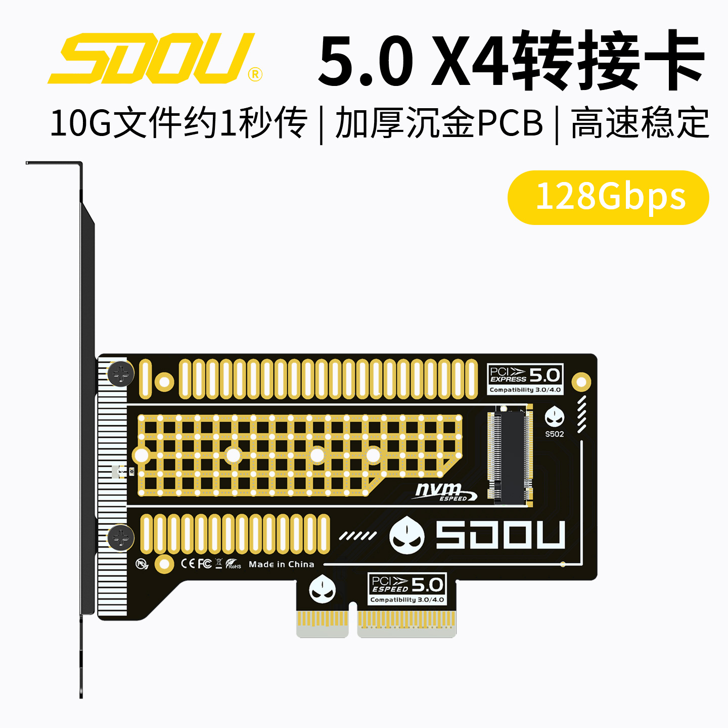 SDOU多孔沉金PCIE5.0转接卡