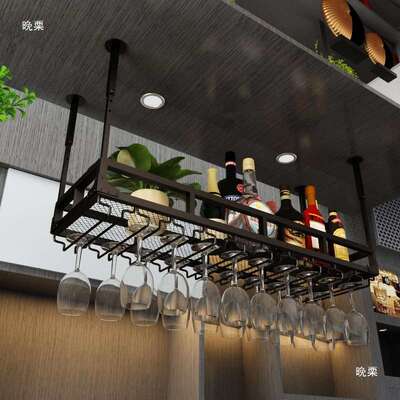 酒吧红酒杯架倒挂欧式悬挂酒瓶置物架吧台高脚杯吊架家用酒柜酒架